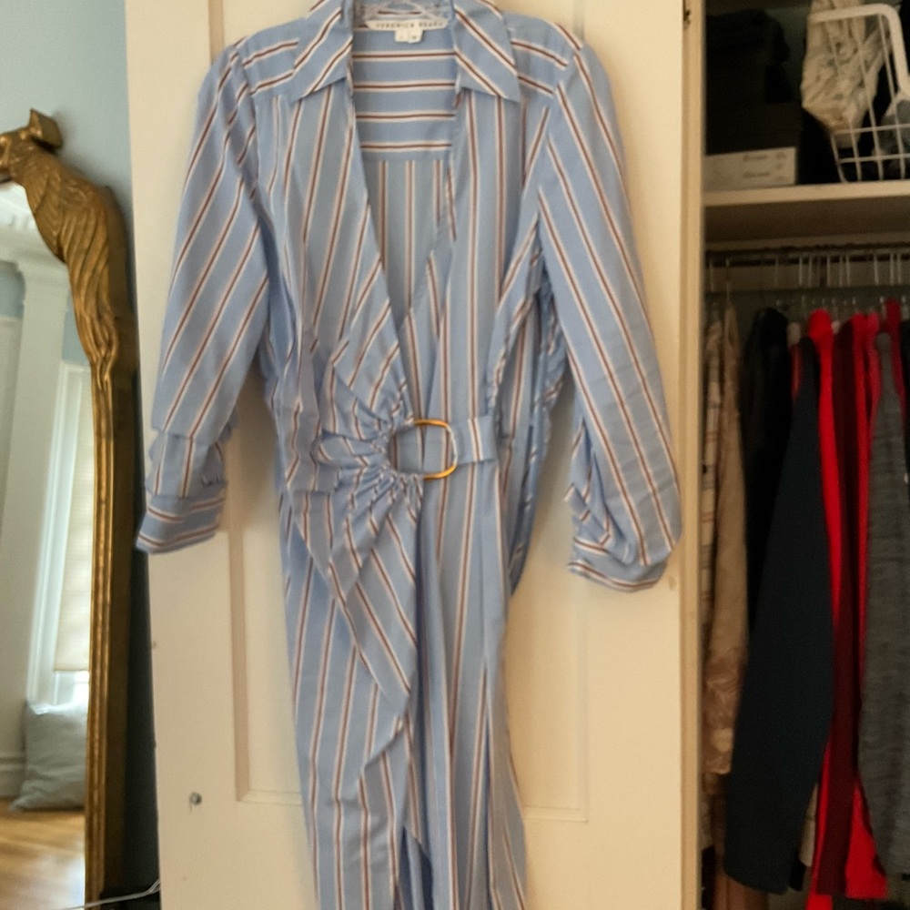 Veronica Beard Light Blue and White Striped dress
